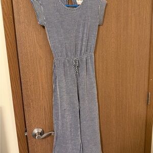 Navy and White Striped Kids Romper